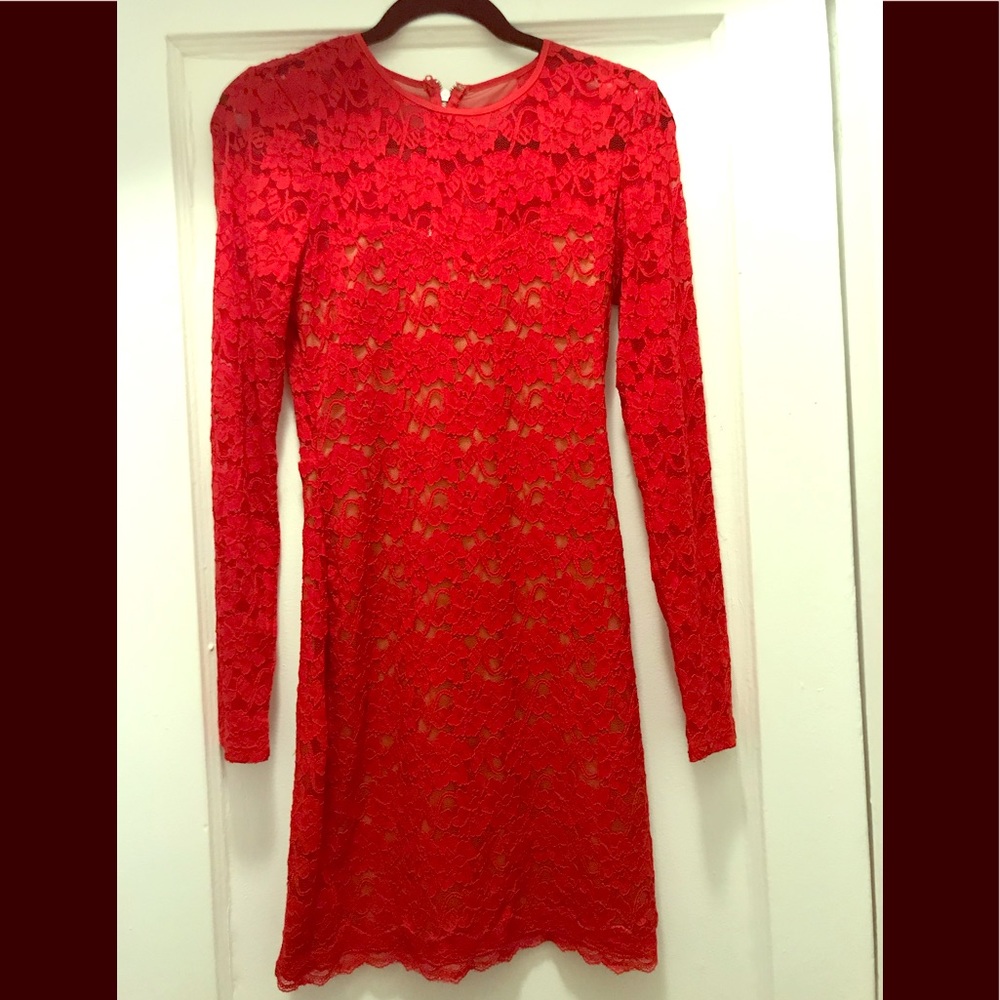 Express red lace dress small